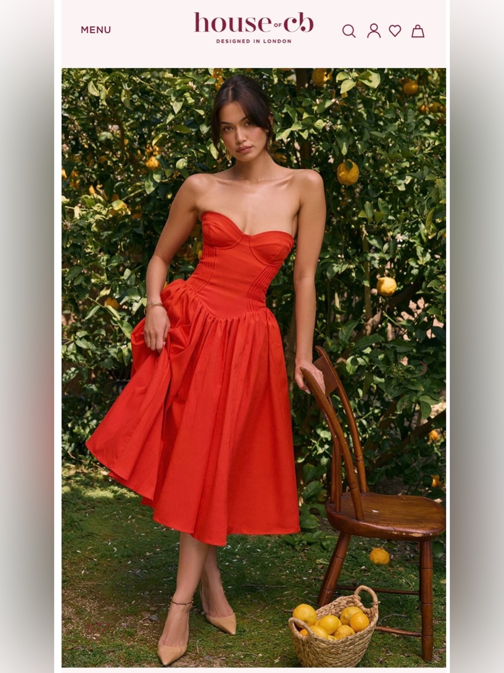 House of CB Elizabeth Red Strapless Midi Sundress